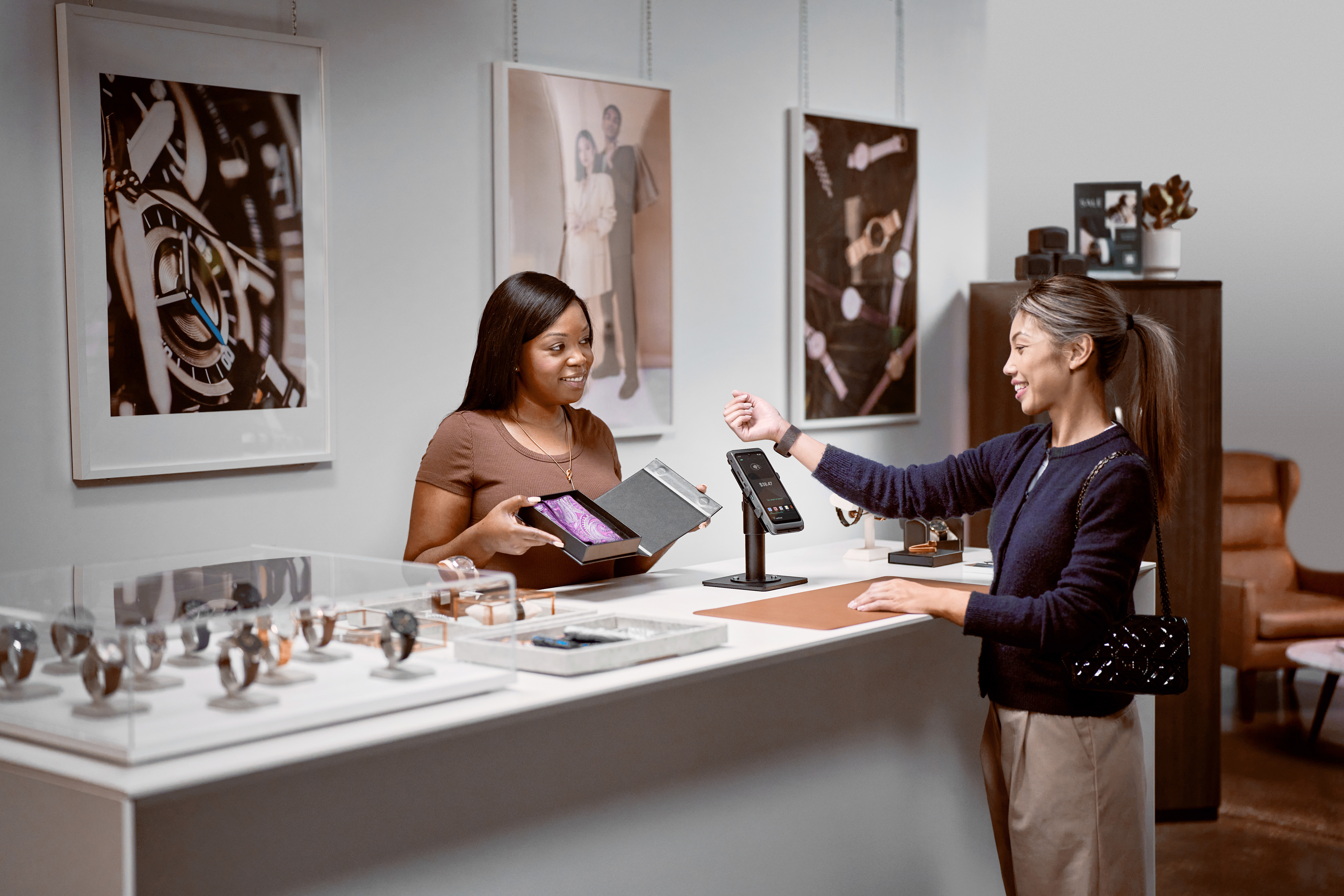 Woman shopping luxury store