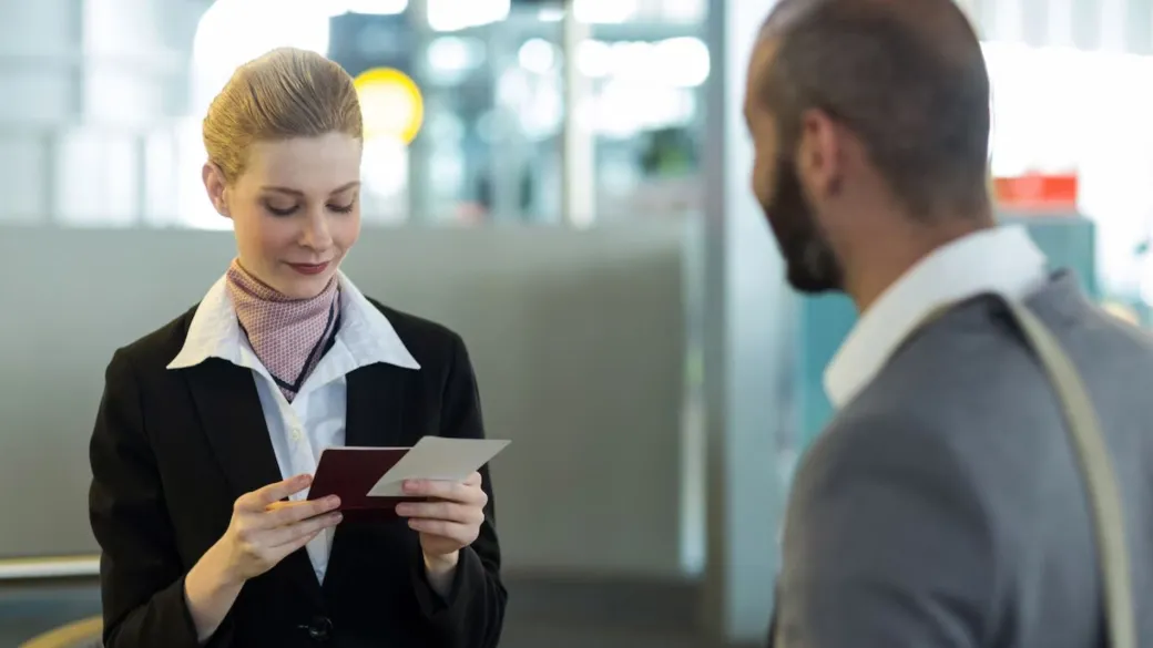 people transport travel agent checking tickets