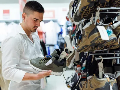 Man looking at sports shoes