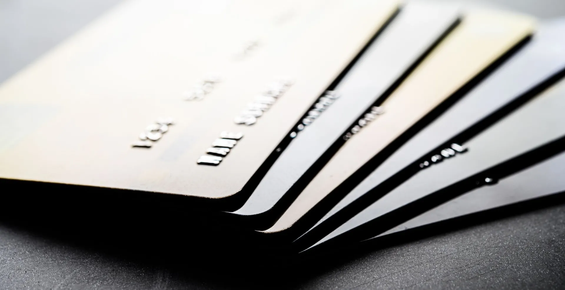 detail virtual terminal credit cards stacked neatly together