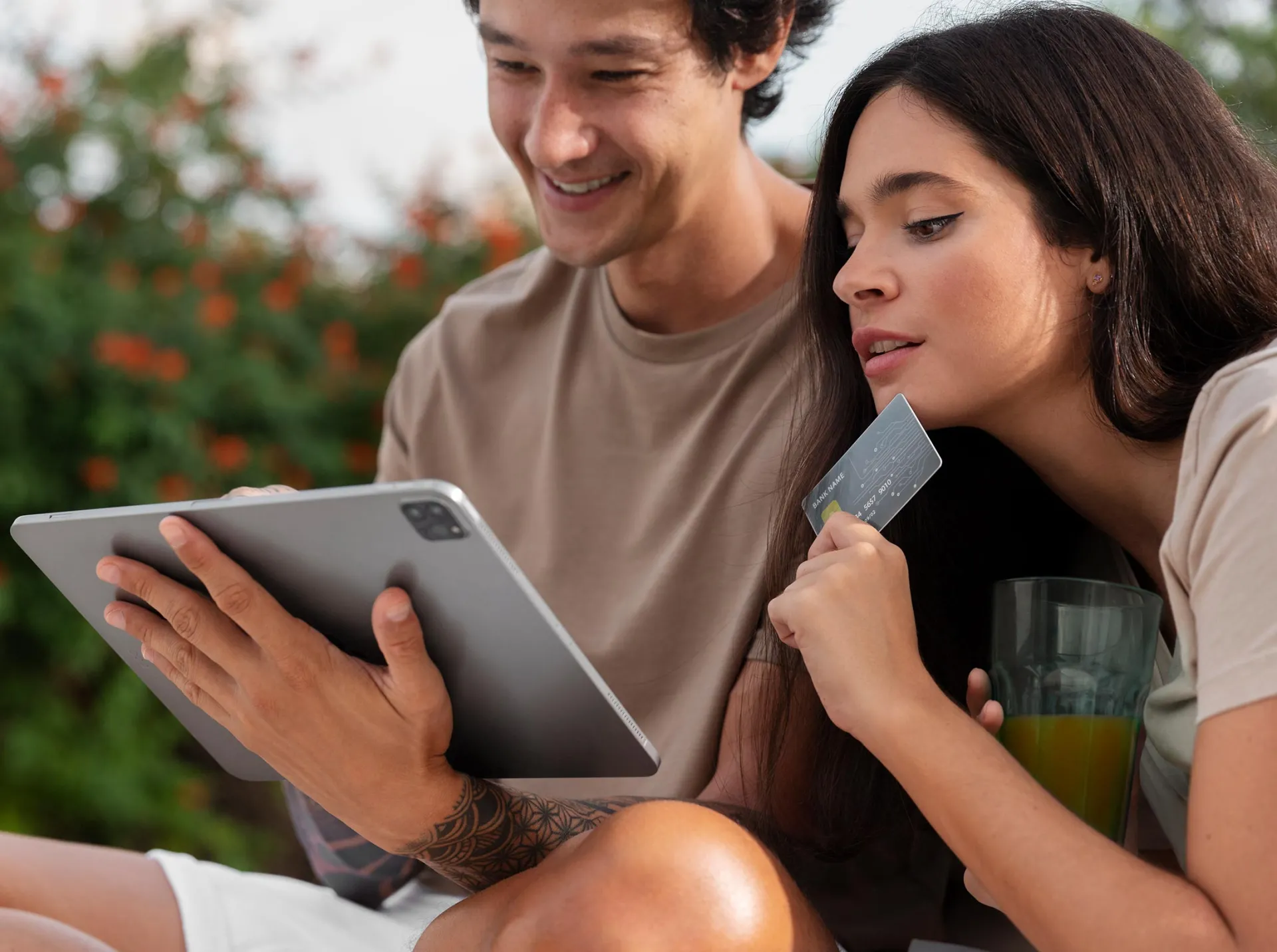 Couple doing online shopping using tablet