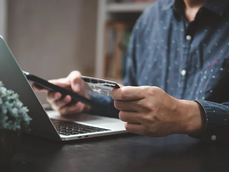 Businessman doing online payment