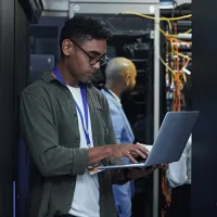 IT guy working in server room