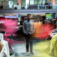 people hosted checkout man standing