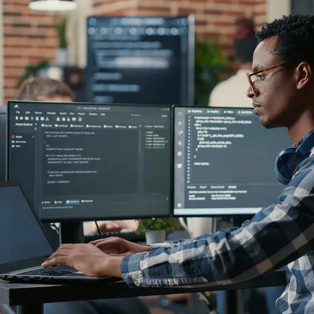 Programmer writing code